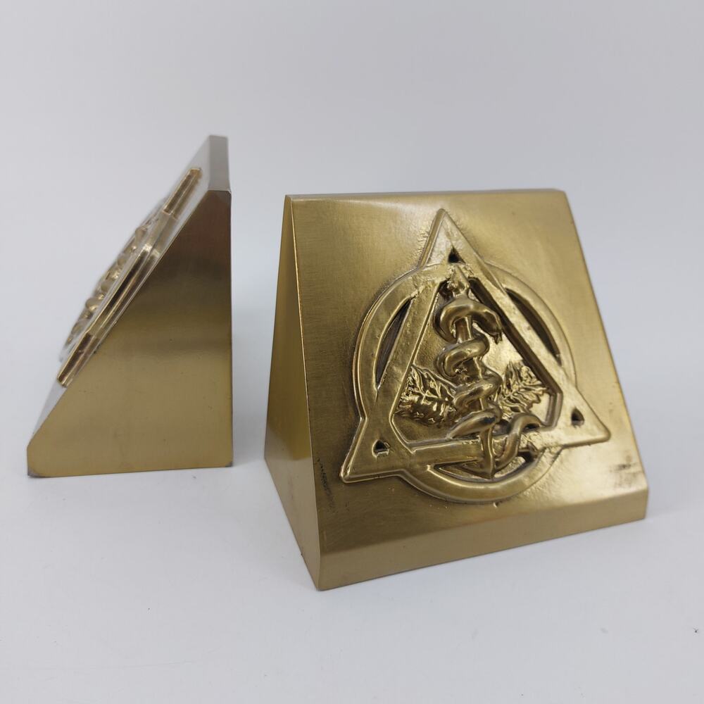 Craftsman Insignia Book Ends Symbol of Dentistry Gold tone